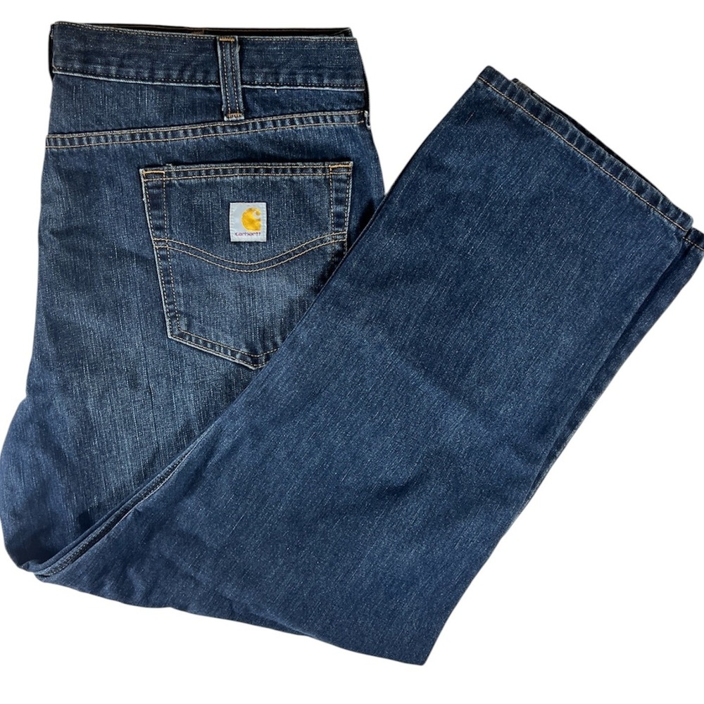 Carhartt Relaxed Fit Jeans 42x30 Dark Wash Blue Excellent Workwear BD1483-M